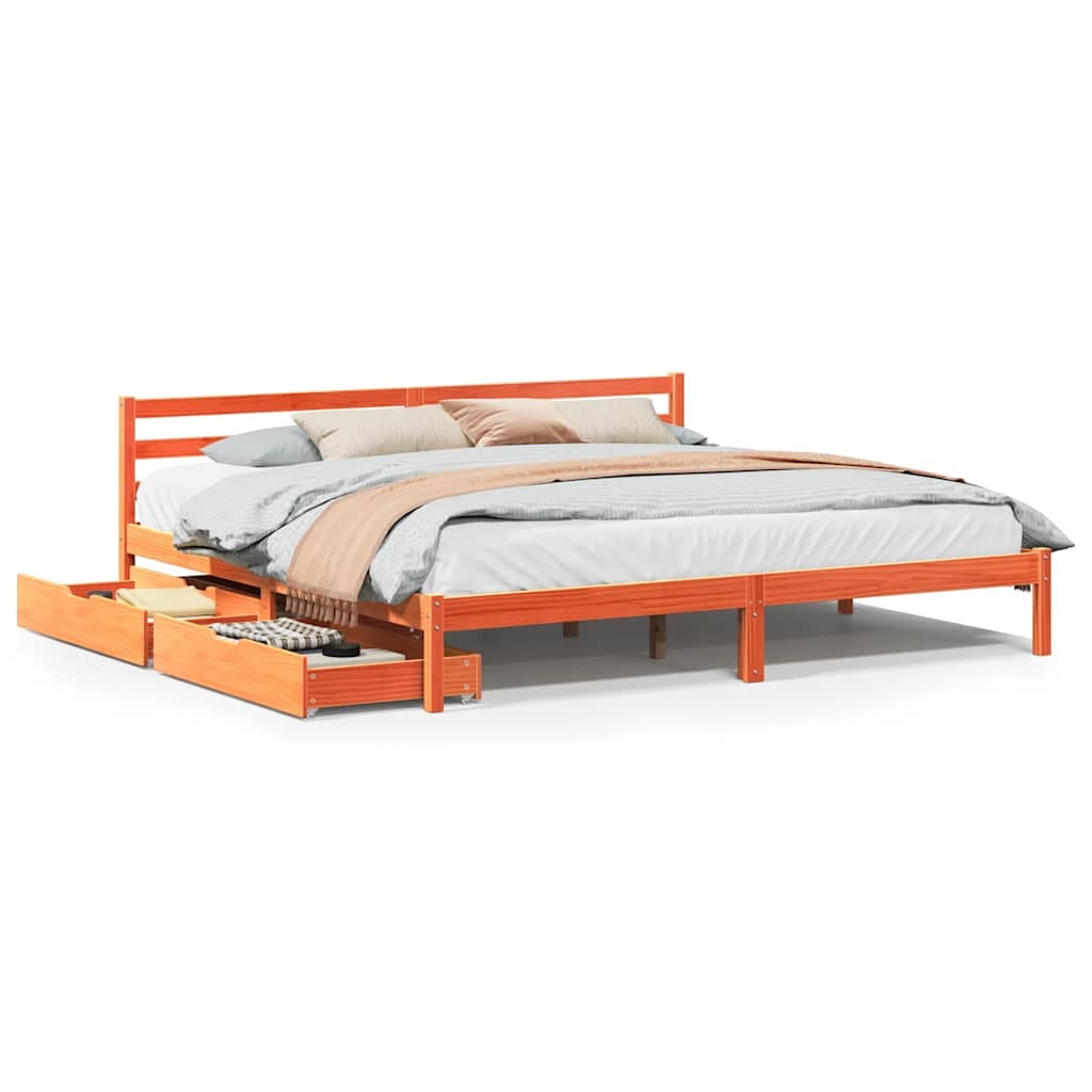 vidaXL Cama sem colchão 180x200 cm pinho maciço castanho-mel