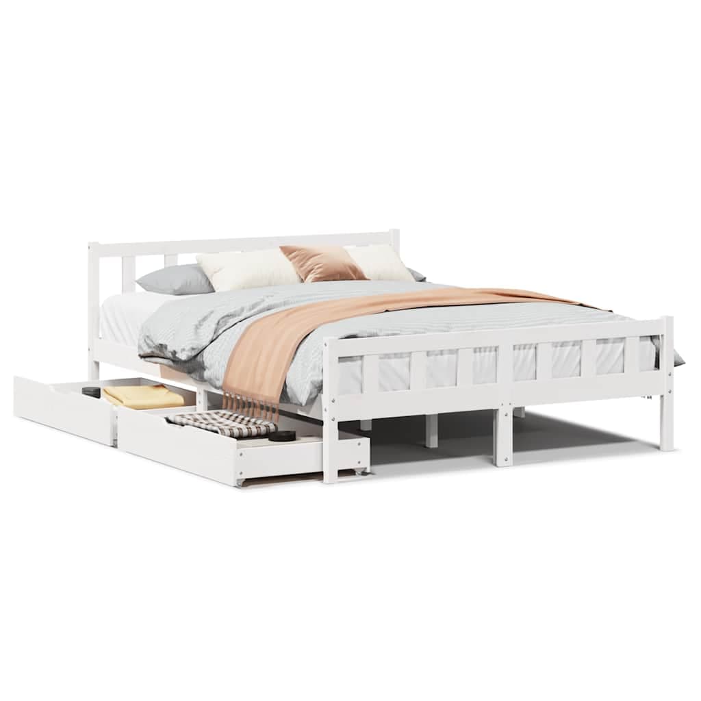 vidaXL Cama sem colchão 160x200 cm madeira de pinho maciça branco