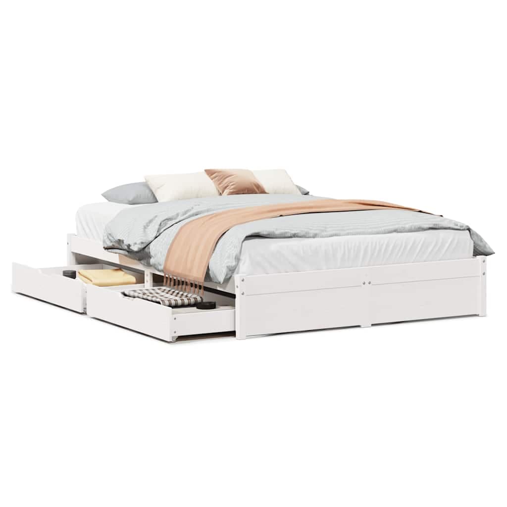 vidaXL Cama sem colchão 140x200 cm madeira de pinho maciça branco