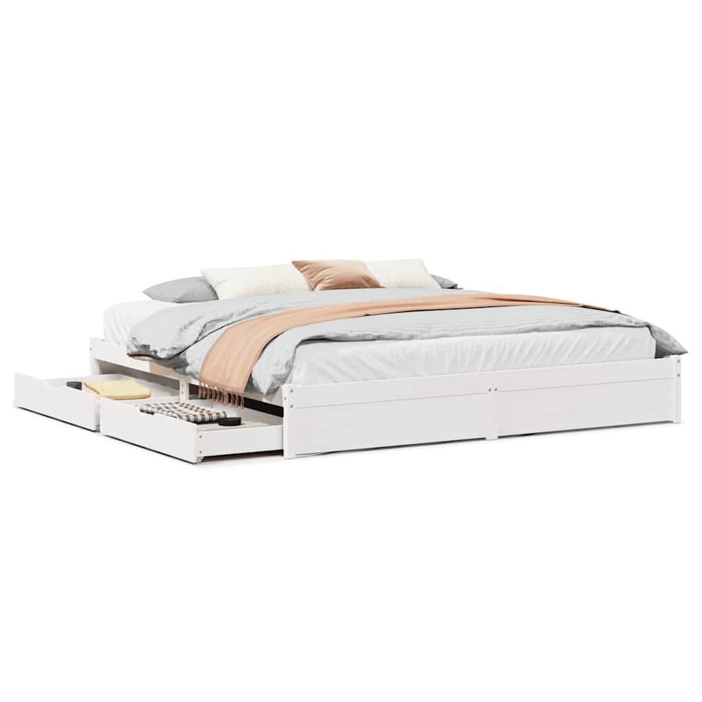 vidaXL Cama sem colchão 200x200 cm madeira de pinho maciça branco