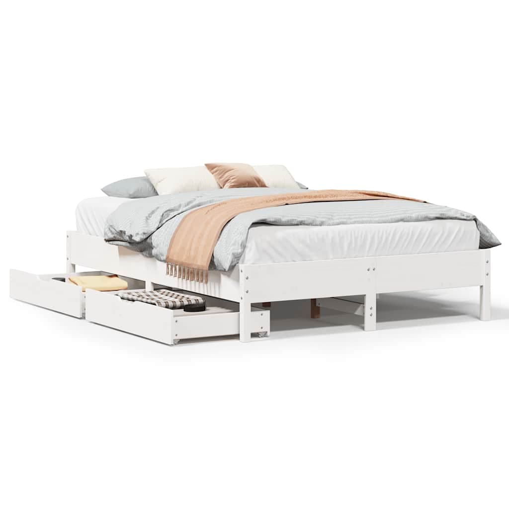 vidaXL Cama sem colchão 160x200 cm madeira de pinho maciça branco
