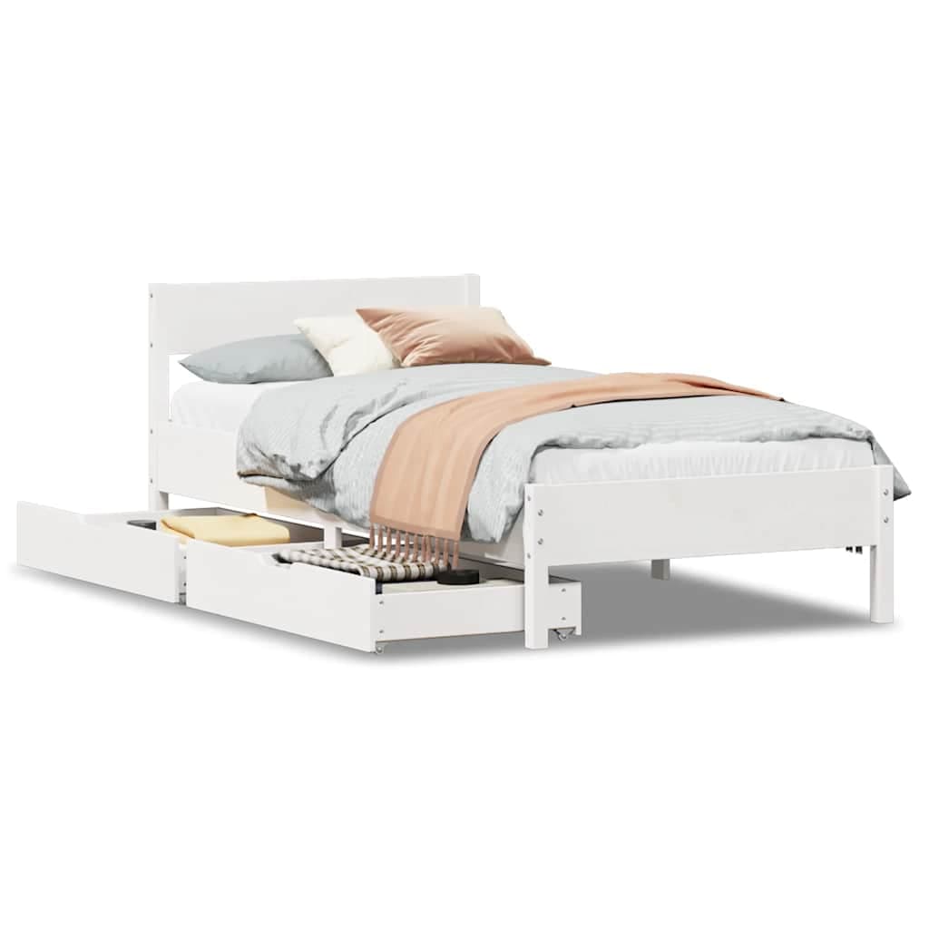 vidaXL Cama sem colchão 100x200 cm madeira de pinho maciça branco