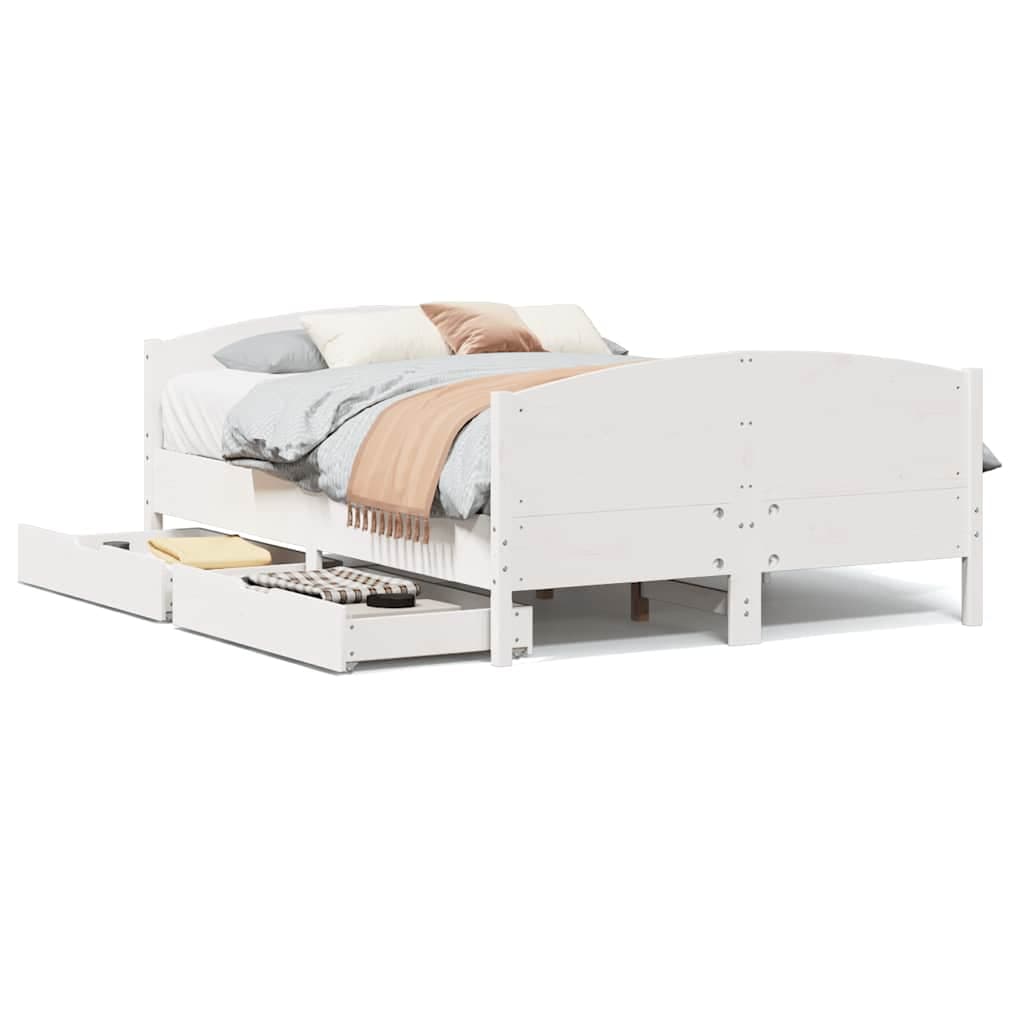 vidaXL Cama sem colchão 140x200 cm madeira de pinho maciça branco