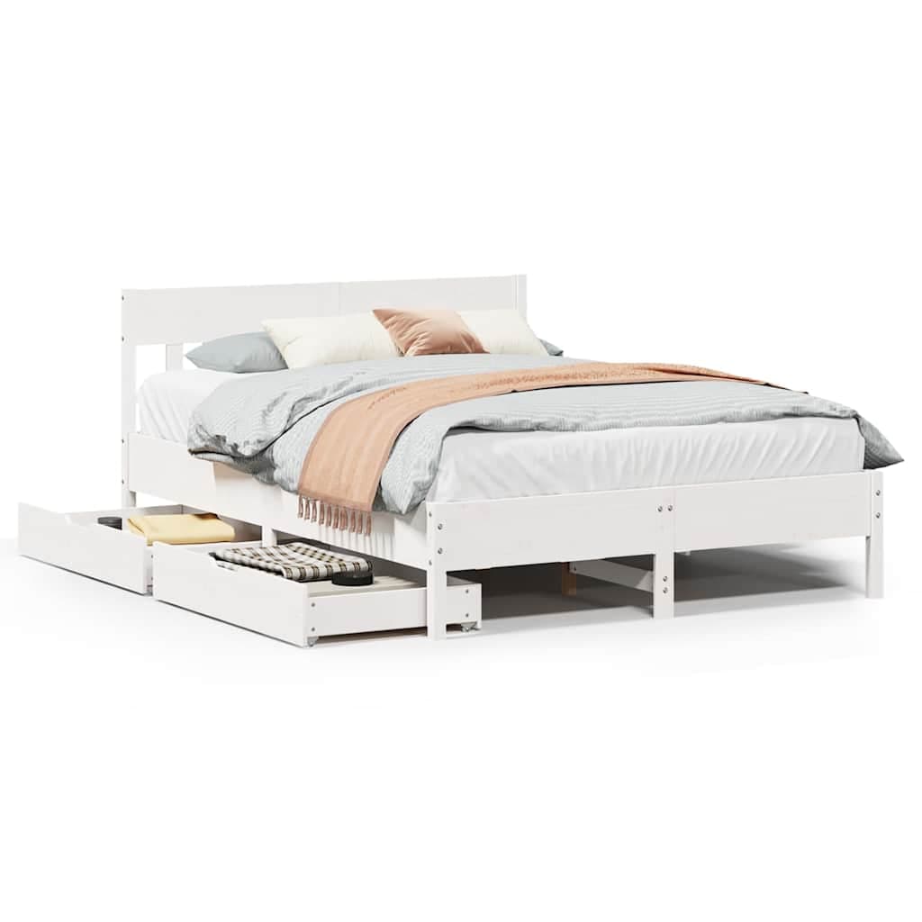 vidaXL Cama sem colchão 140x200 cm madeira de pinho maciça branco