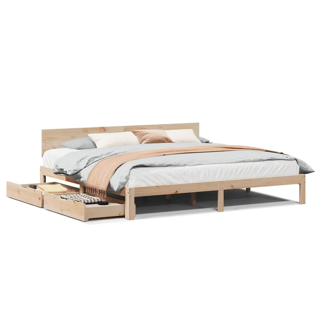 vidaXL Estrutura de cama c/ gavetas 200x200 cm madeira de pinho maciça