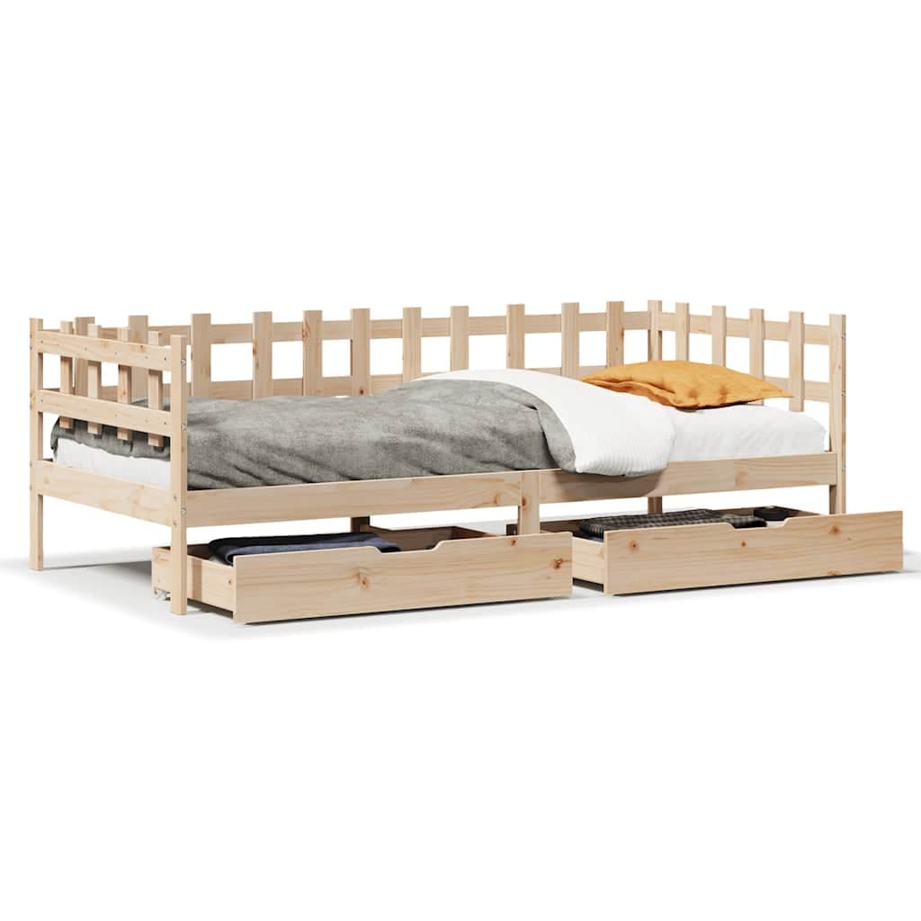 vidaXL Sofá-cama com gavetas 90x190 cm madeira de pinho maciça