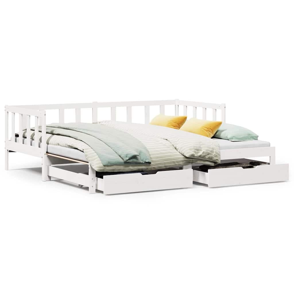 vidaXL Sofá-cama com gavetão e gavetas sem colchão 90x200 cm branco