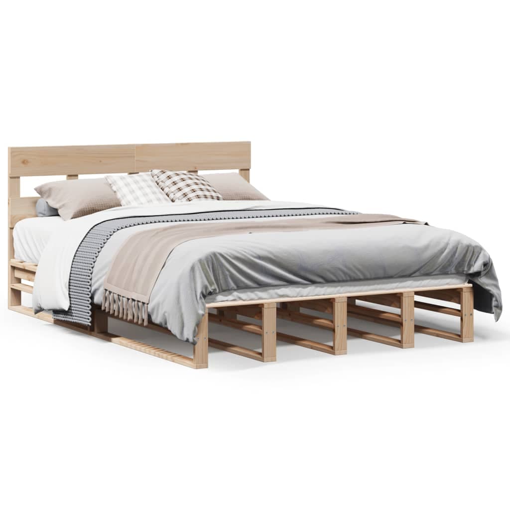 vidaXL Cama sem Colchão 160x200 cm Madeira de Pinho Maciça - 8721102946899