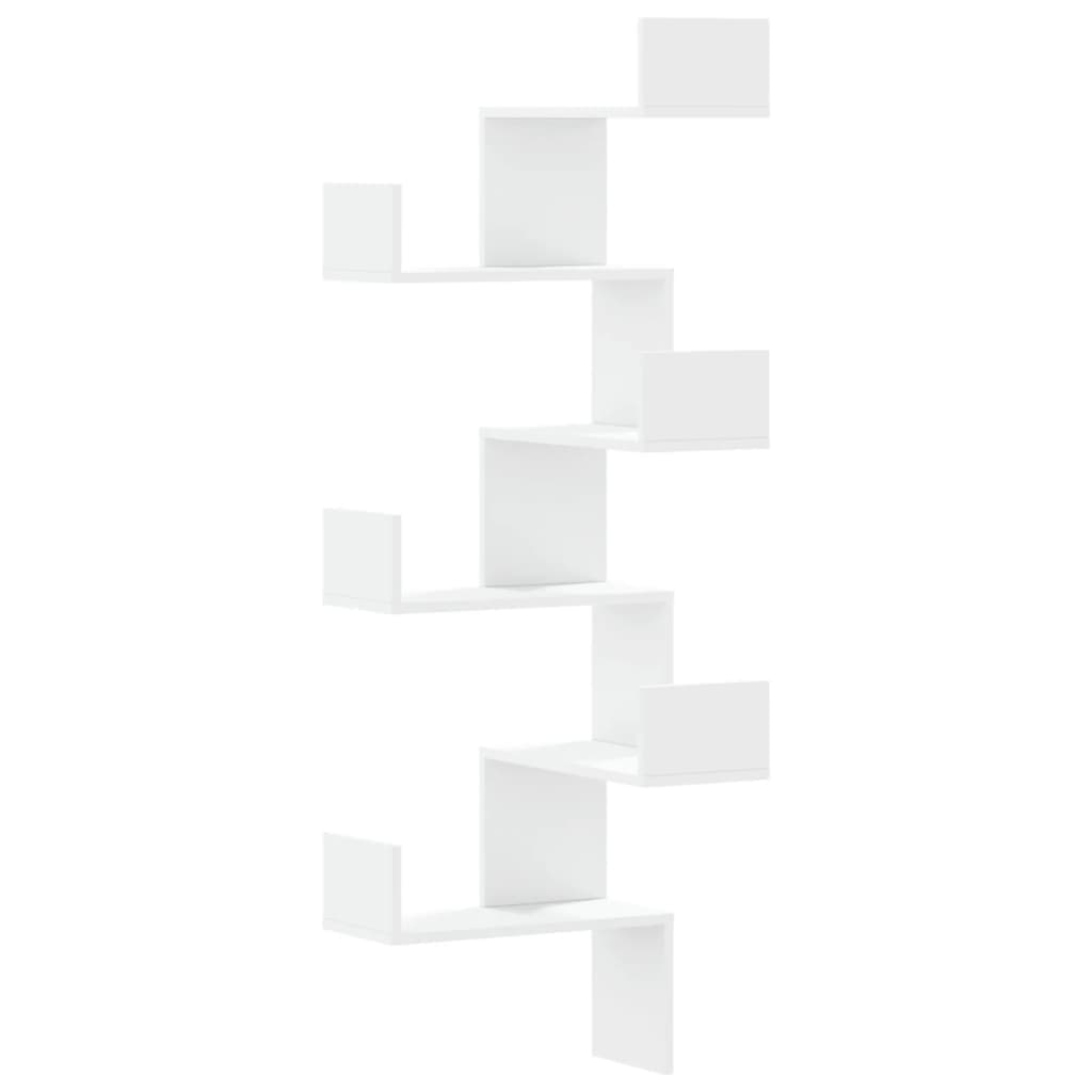 vidaXL Estante de parede p/ canto 45x45x147 cm deriv. madeira branco