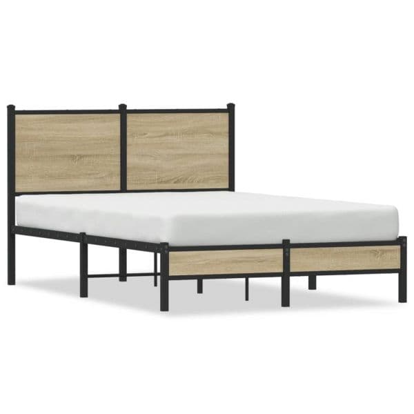 vidaXL Estrutura de Cama sem Colchão 120x200 cm Metal Carvalho Sonoma - 3124609958