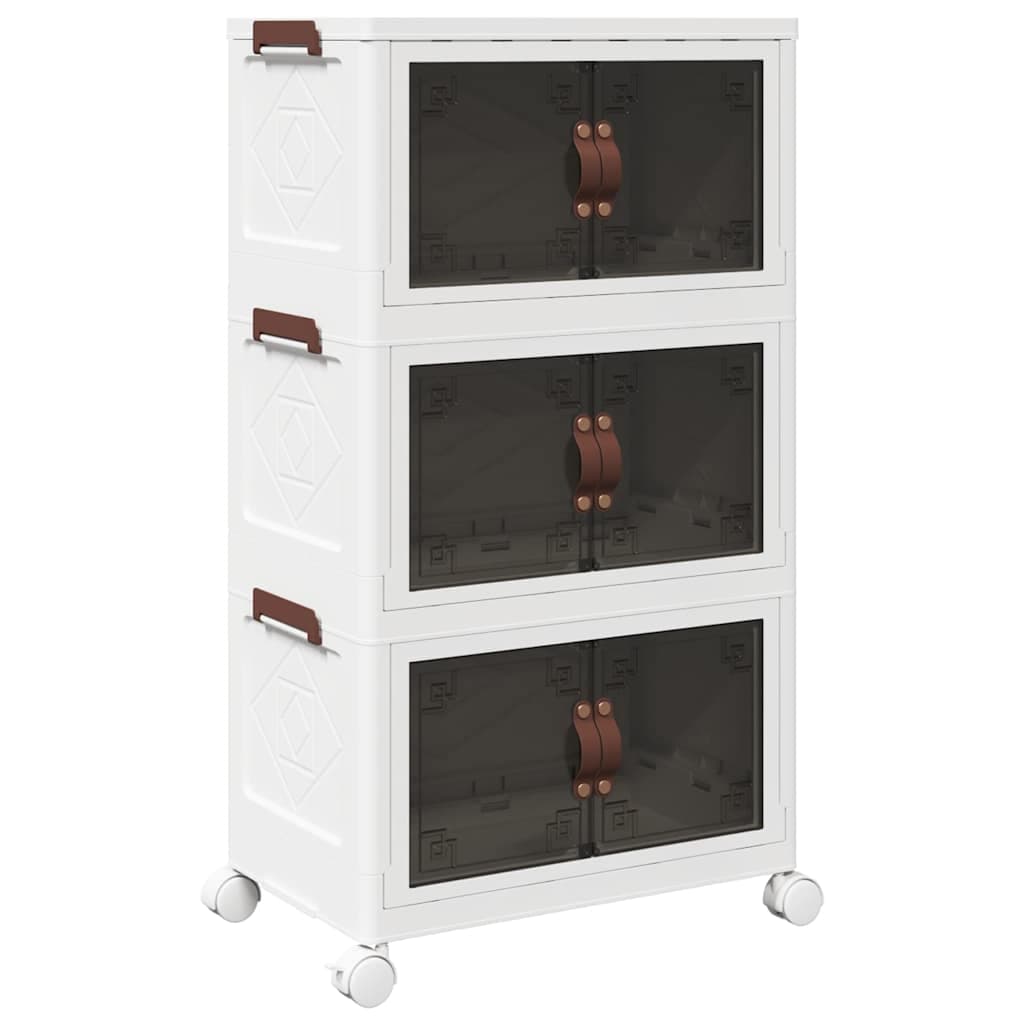 vidaXL Caixa de arrumação empilhável rodas 3camadas 28L 48,5x29,5x86cm