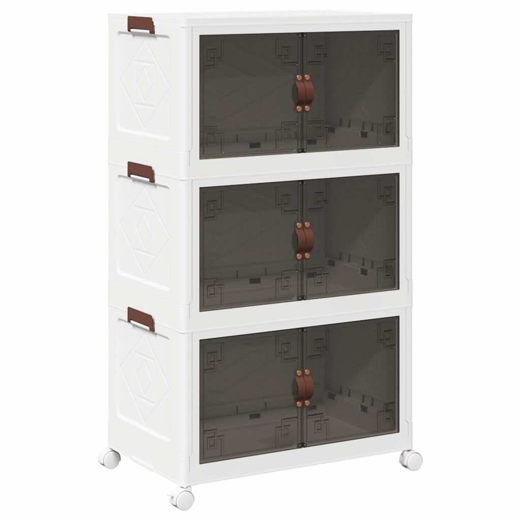 vidaXL Caixa arrumação empilhável rodas 3camadas 75L 64x39,5x110,5cm