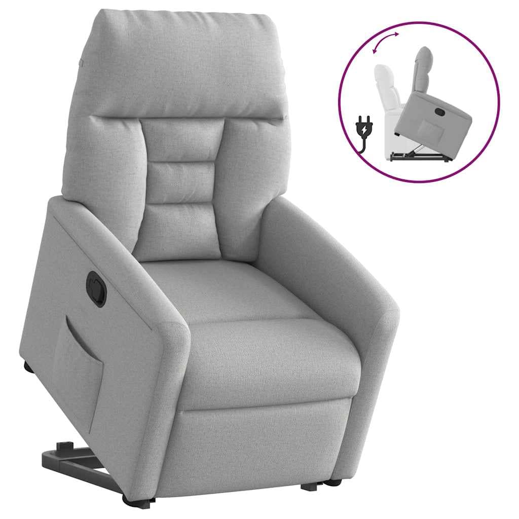 vidaXL Poltrona Reclinável Elevatória Tecido Cinzento-nublado - 3559767624