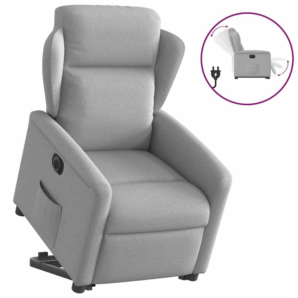 vidaXL Poltrona Reclinável Elevatória Elétrica Tecido Cinzento-nublado - 165140433
