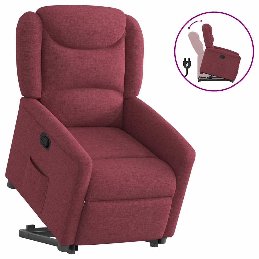 vidaXL Poltrona Reclinável Elevatória Tecido Vermelho Tinto - 2300710663