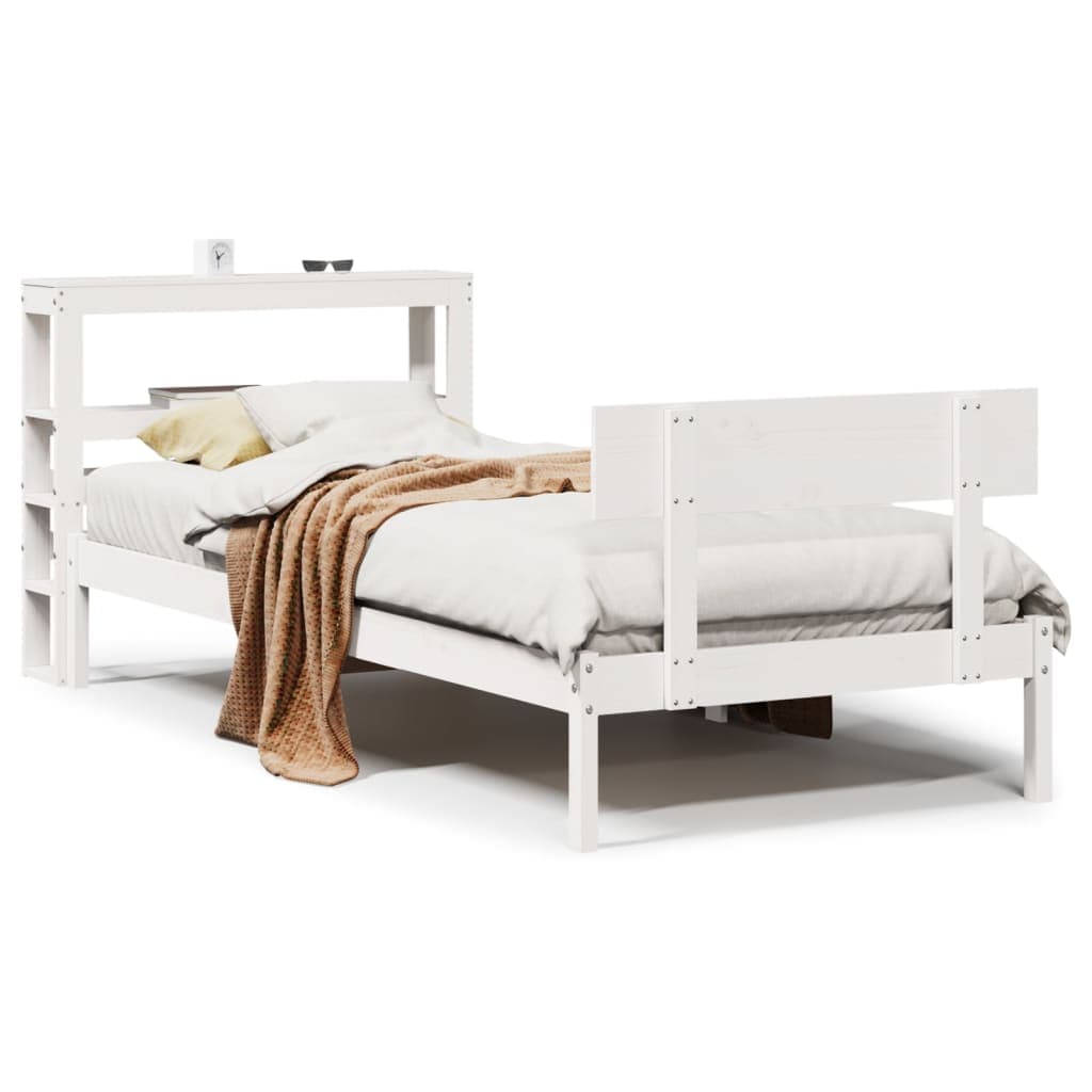 vidaXL Cama sem Colchão 90x190 cm Madeira de Pinho Maciça Branco - 2984189224