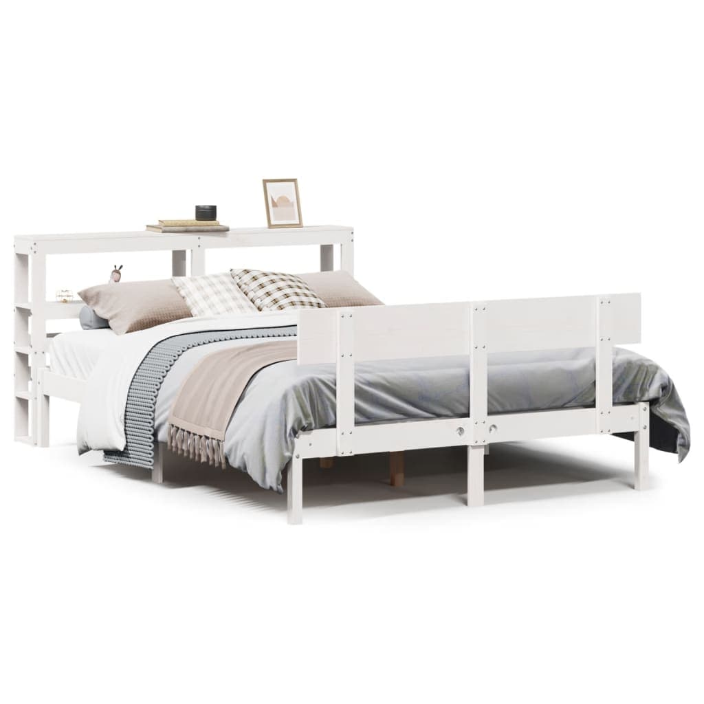 vidaXL Cama sem colchão 160x200 cm madeira de pinho maciça branco