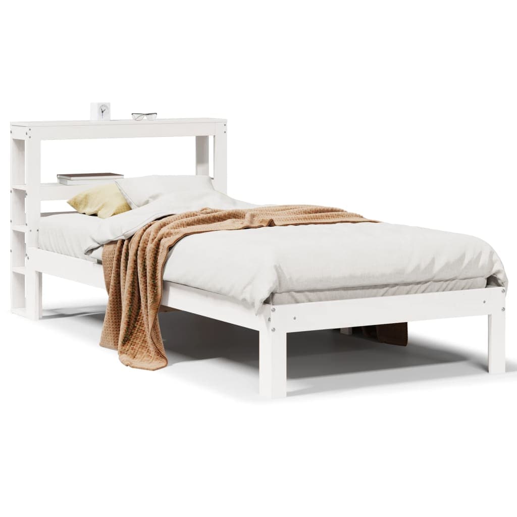vidaXL Estrutura Cama com Cabeceira 75x190 cm Pinho Maciço - 901482759