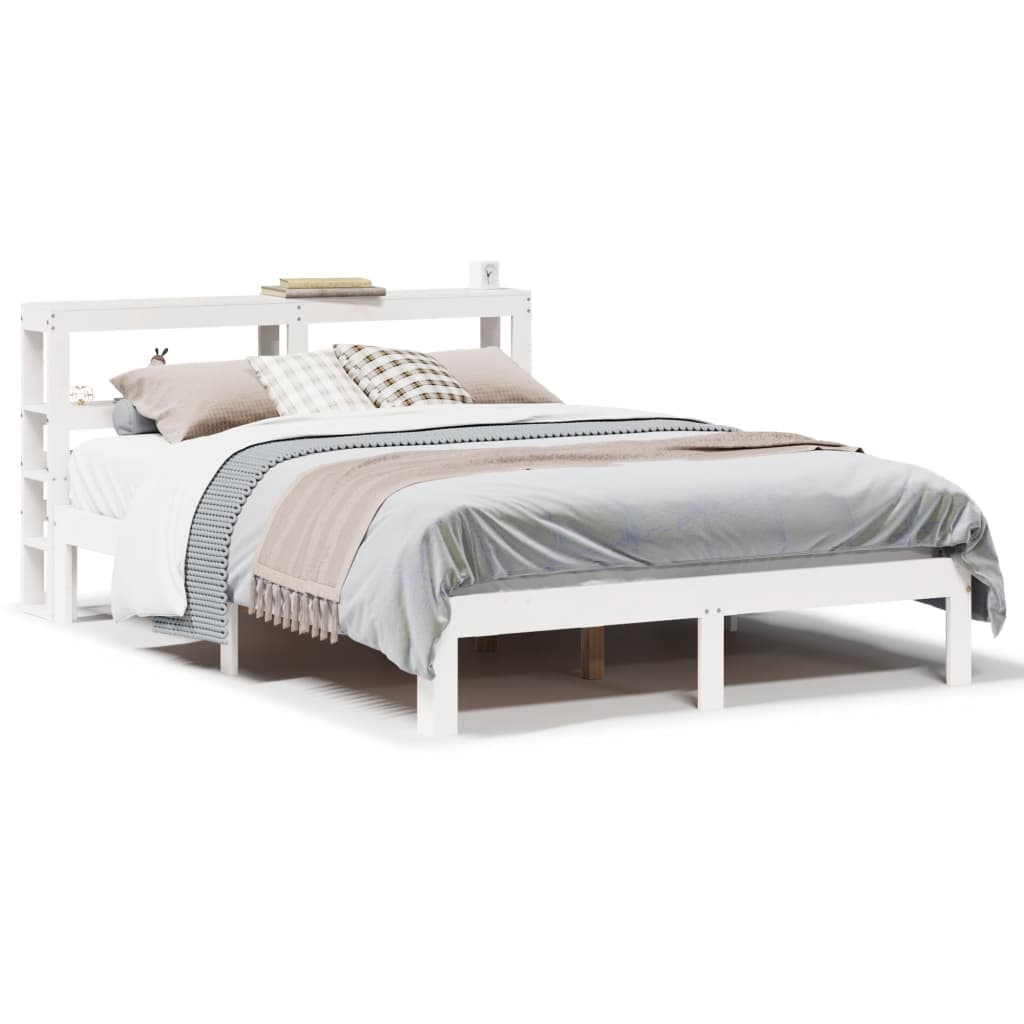 vidaXL Estrutura de Cama com Cabeceira sem Colchão 120x200 cm Branco - 2107104217