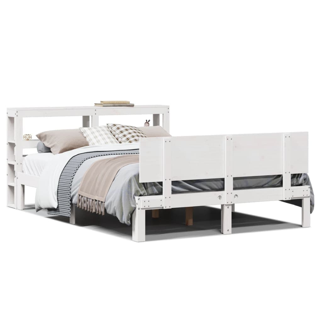 vidaXL Estrutura de cama c/ cabeceira sem colchão 140x190 cm branco