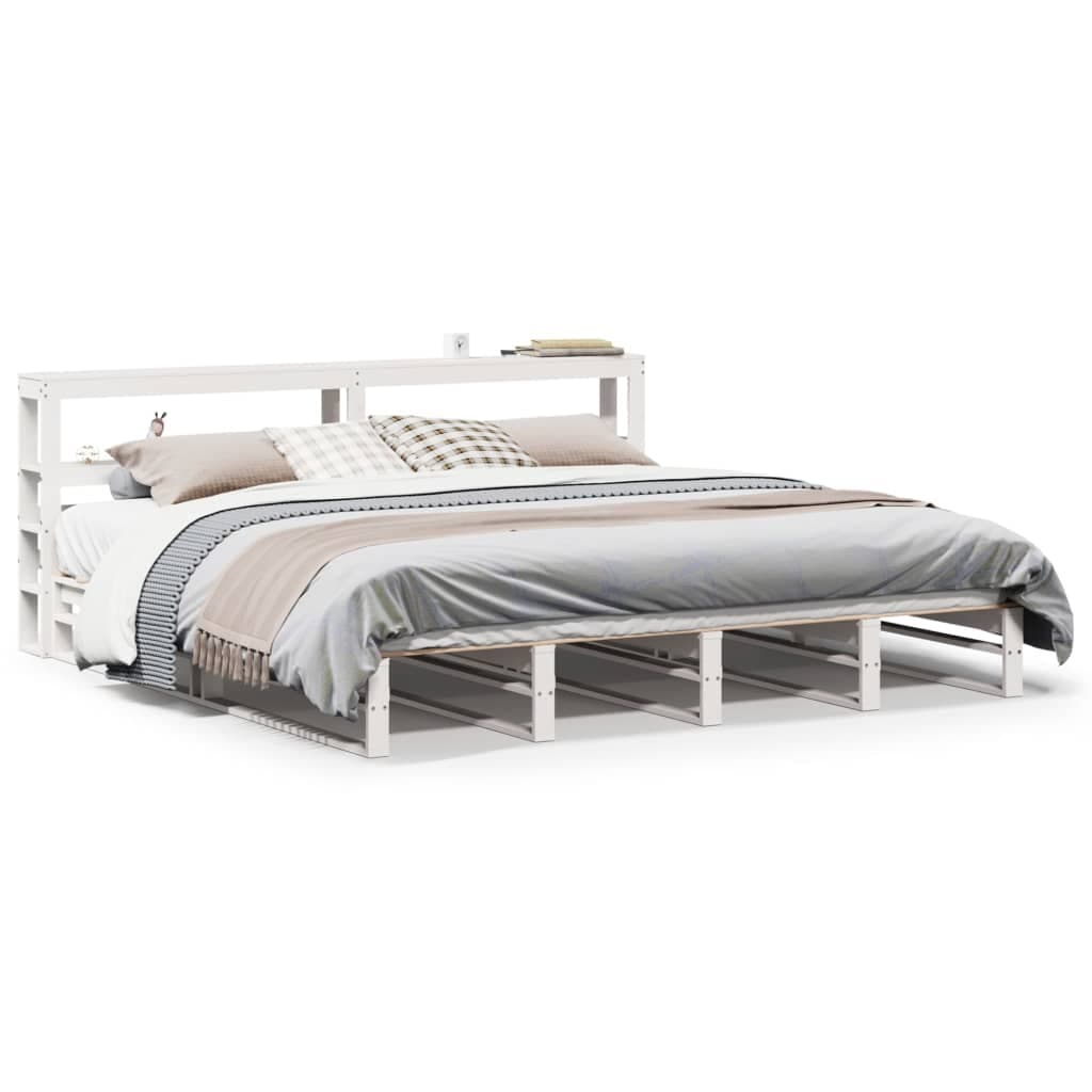 vidaXL Cama sem colchão 200x200 cm madeira de pinho maciça branco