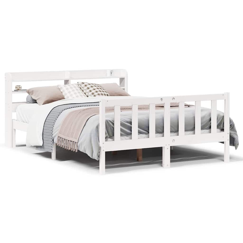 vidaXL Cama sem colchão 140x190 cm madeira de pinho maciça branco