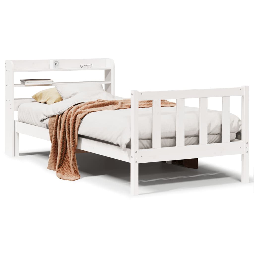 vidaXL Cama sem colchão 100x200 cm madeira de pinho maciça branco