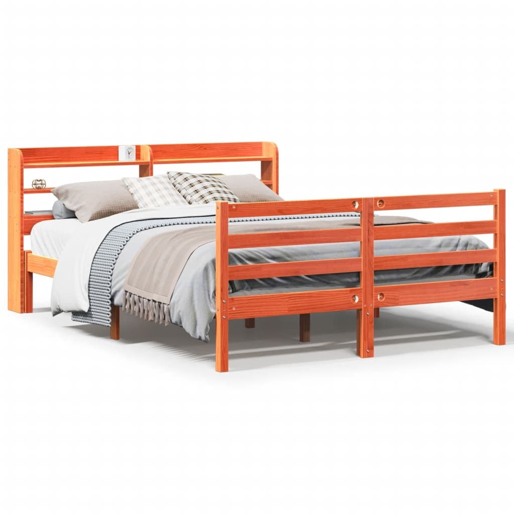 vidaXL Cama sem Colchão 120x190 cm Madeira Pinho Maciça Castanho-mel - 8721102979132