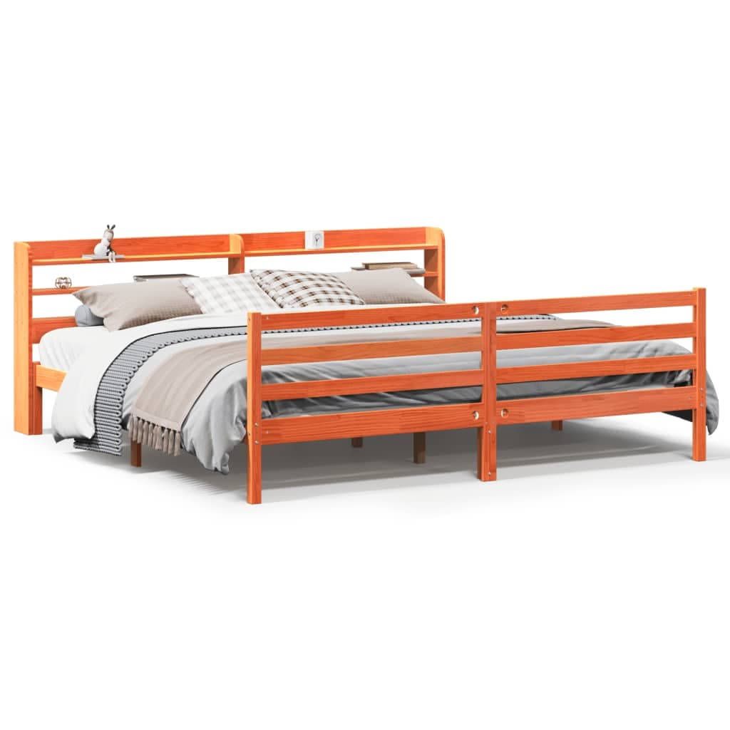 vidaXL Cama sem colchão 180x200 cm pinho maciço castanho-mel