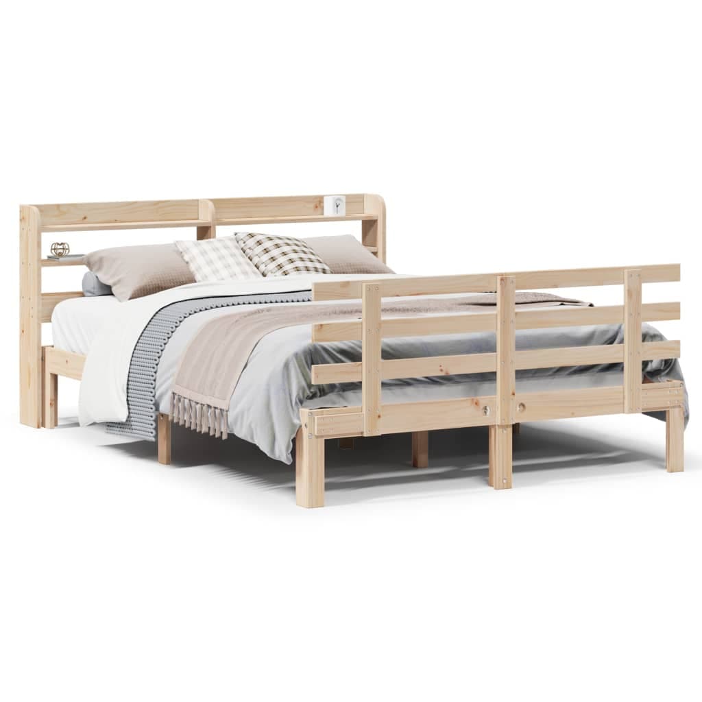 vidaXL Estrutura de cama com cabeceira 160x200 cm pinho maciço