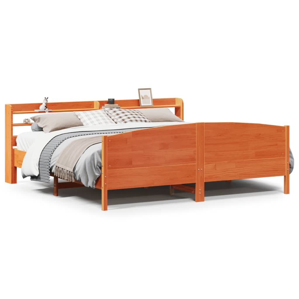 vidaXL Cama sem colchão 180x200 cm pinho maciço castanho-mel