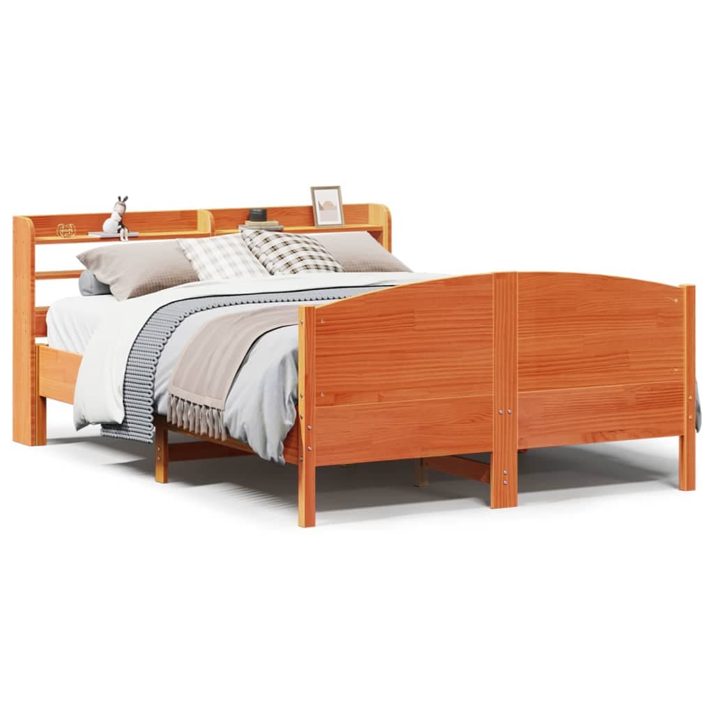 vidaXL Cama sem colchão 120x190 cm madeira pinho maciça castanho-mel
