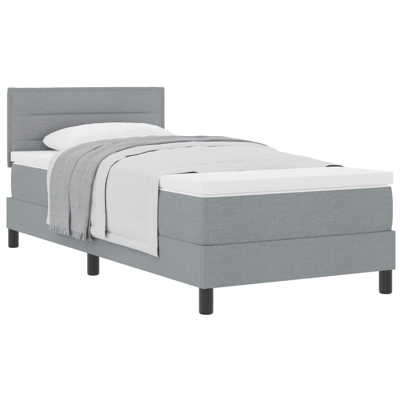 vidaXL Cama Box com cabeceira Manual Cinzento-claro 90 x 190 cm tecido