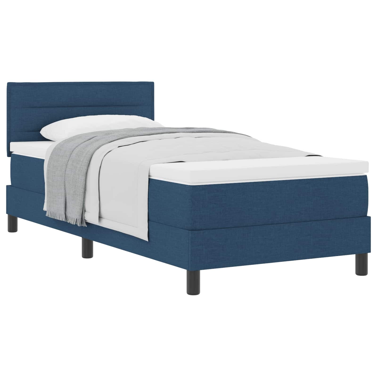vidaXL Cama Box com cabeceira Manual Azul 100 x 200 cm tecido