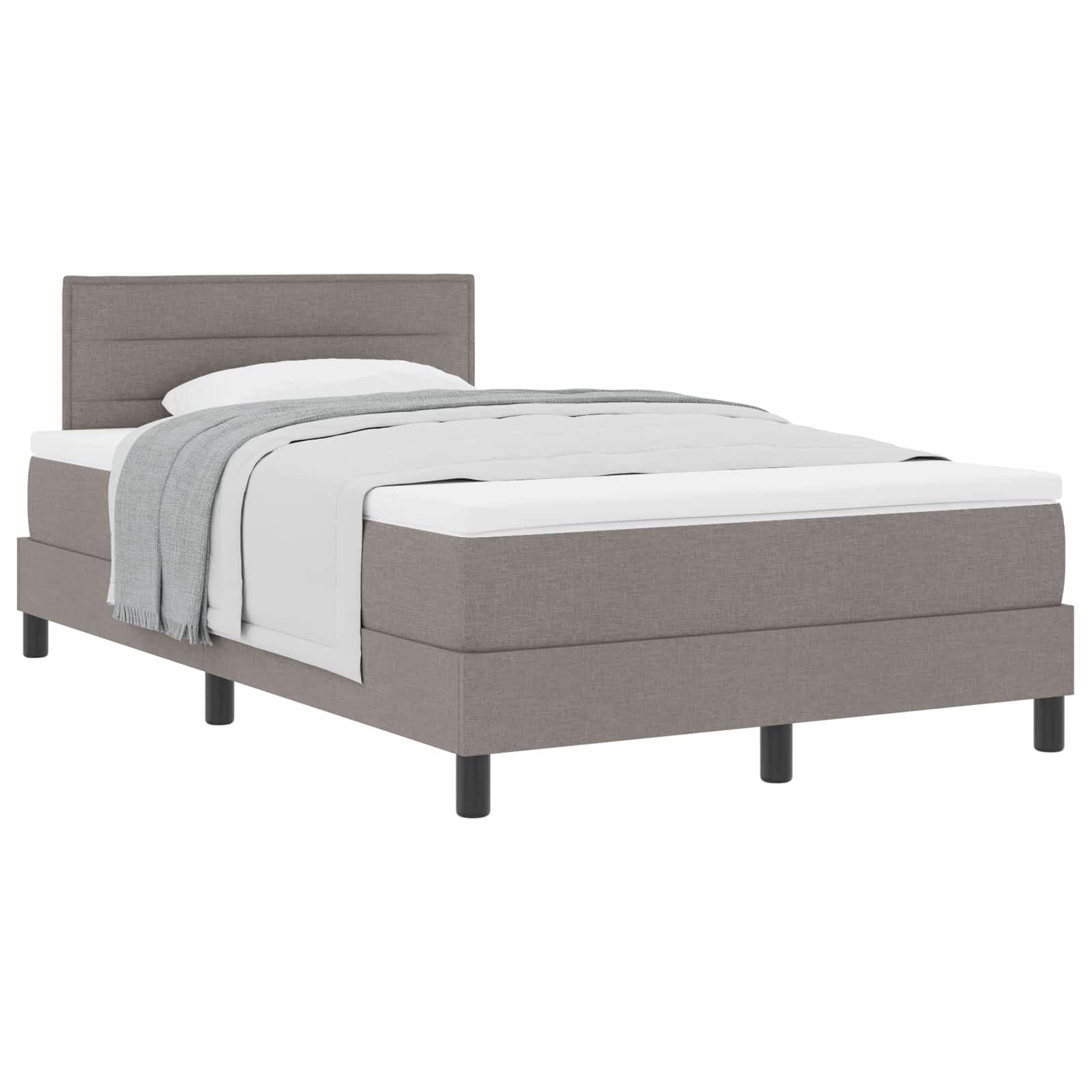 vidaXL Cama Box com cabeceira Cinzento-acastanhado 120 x 190 cm tecido