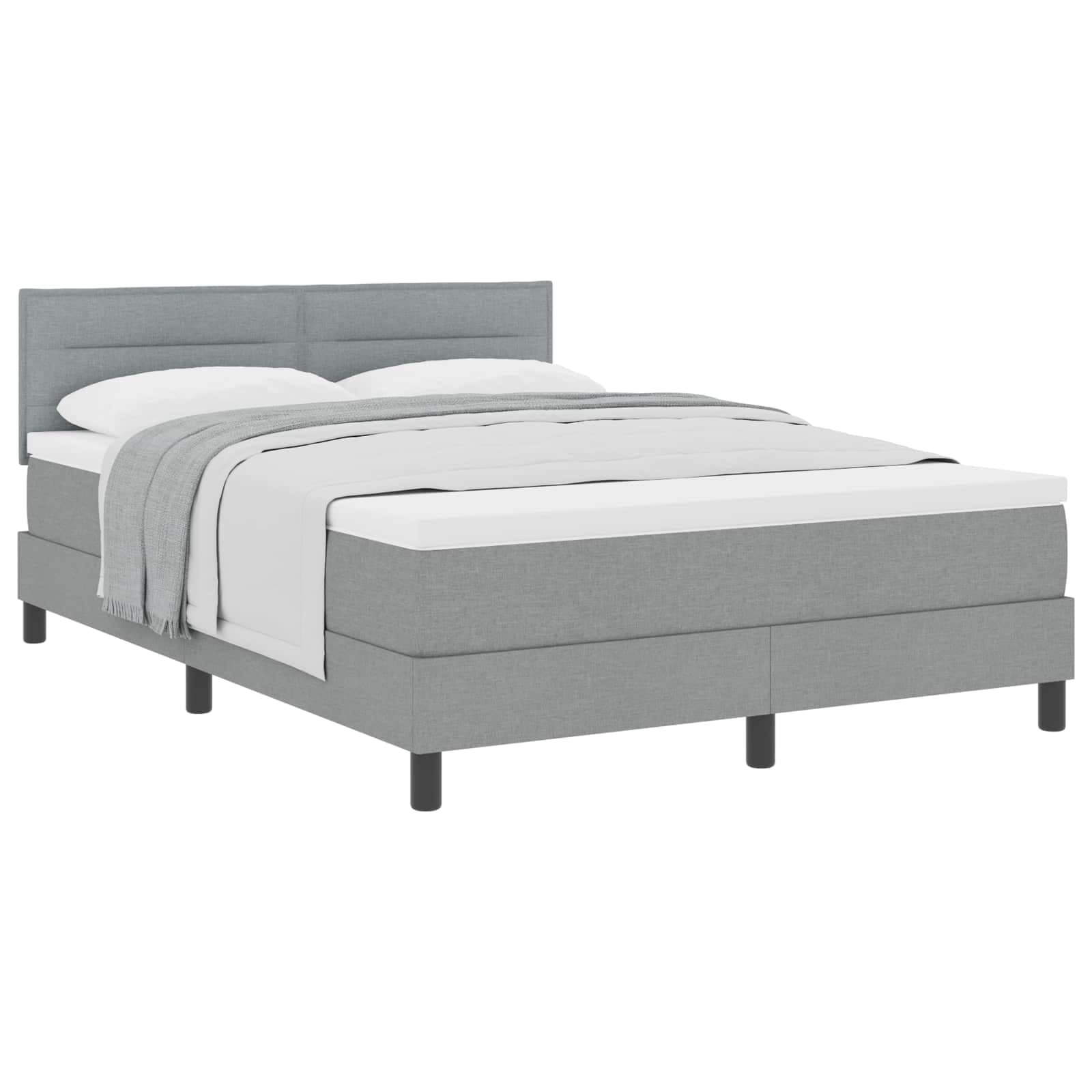vidaXL Cama Box com cabeceira Cinzento-claro 140 x 200 cm tecido