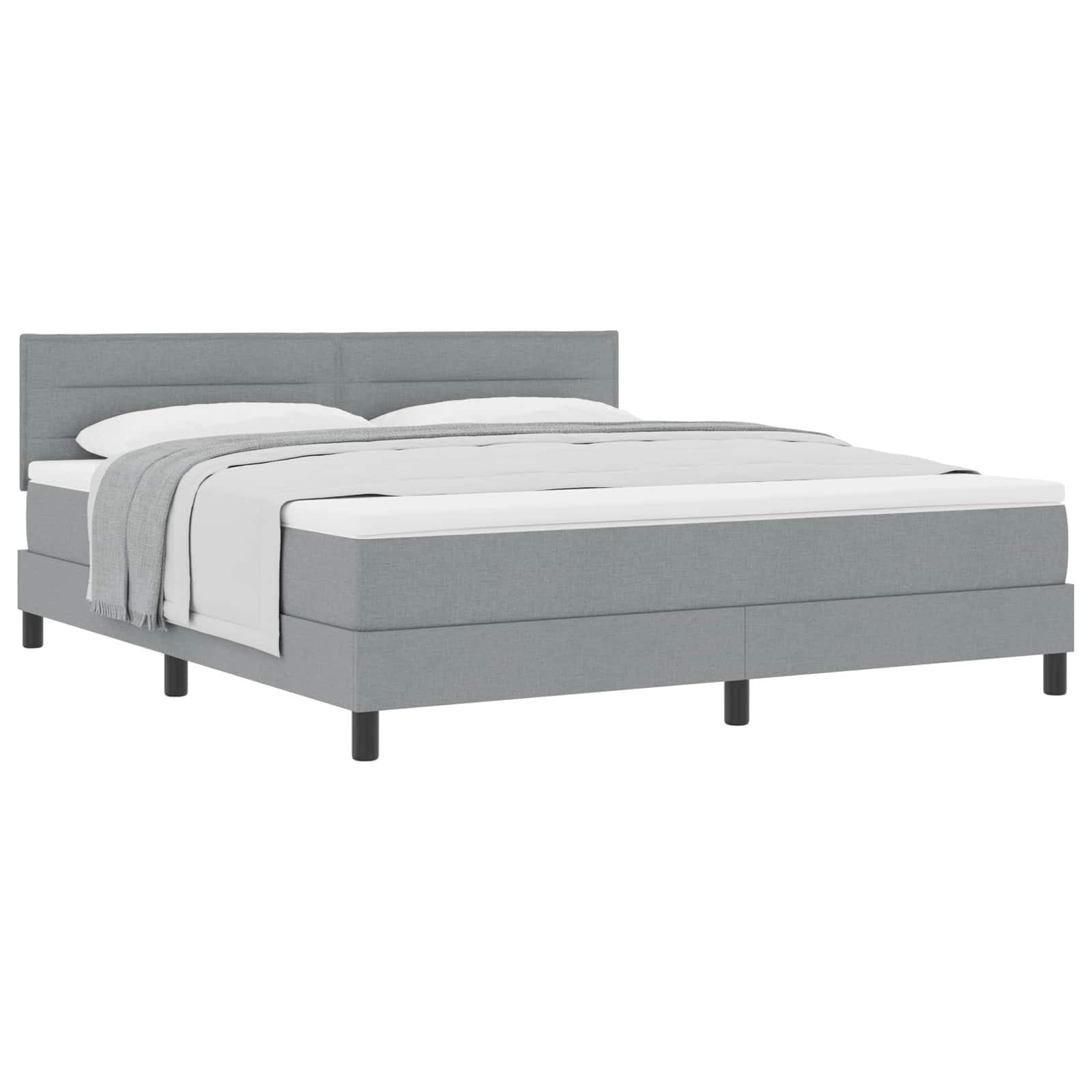 vidaXL Cama Box com cabeceira Cinzento-claro 180 x 200 cm tecido