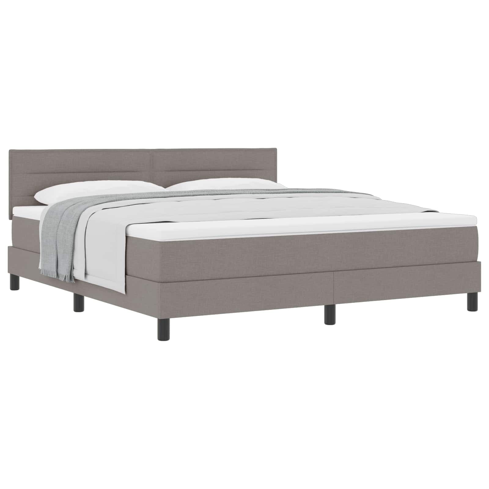 vidaXL Cama Box com cabeceira Cinzento-acastanhado 180 x 200 cm tecido