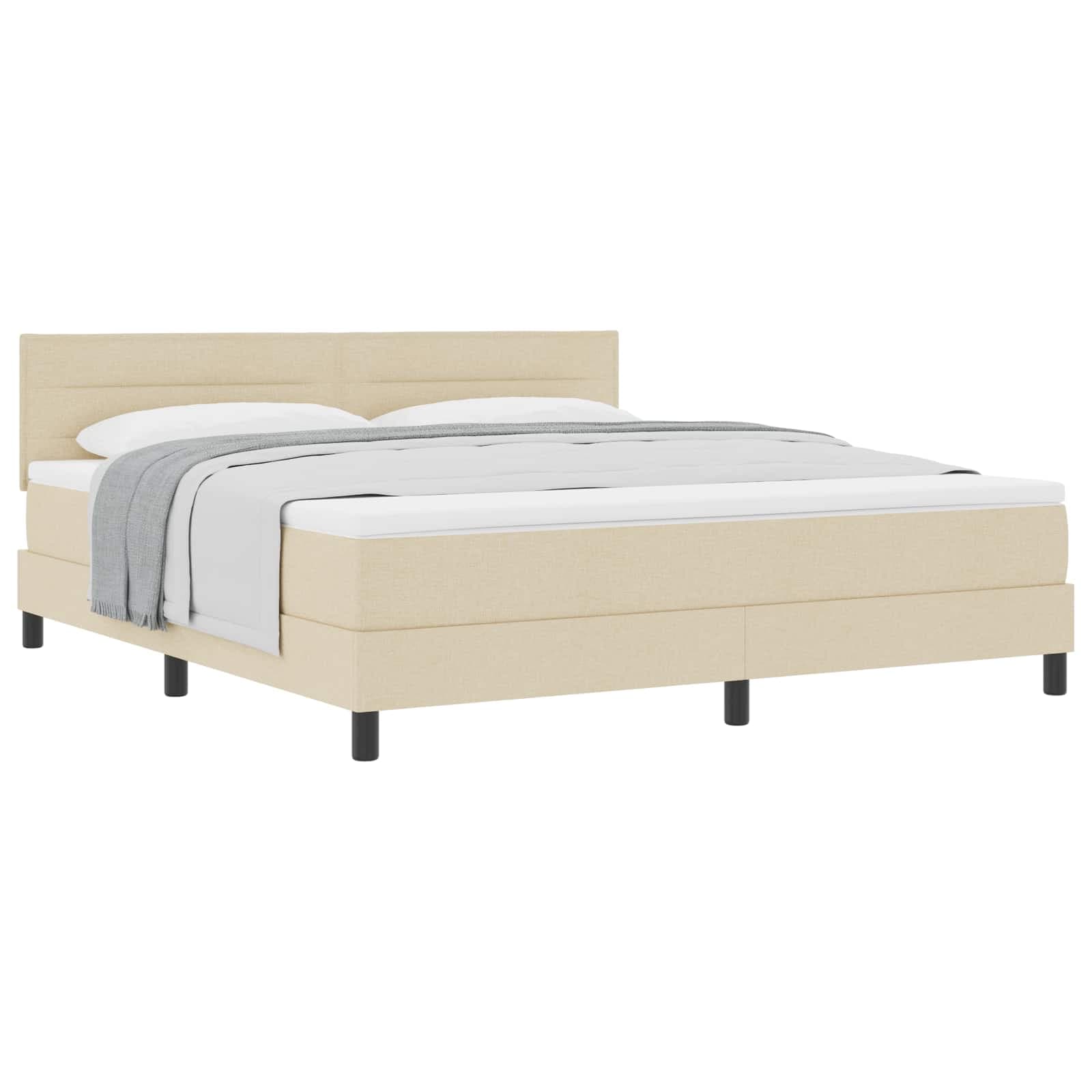 vidaXL Cama Box com almofada com cabeceira Creme 180 x 200 cm tecido