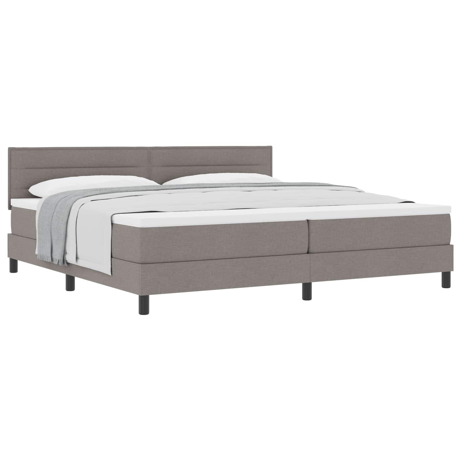 vidaXL Cama Box com almofada Cinzento-acastanhado 200 x 200 cm tecido