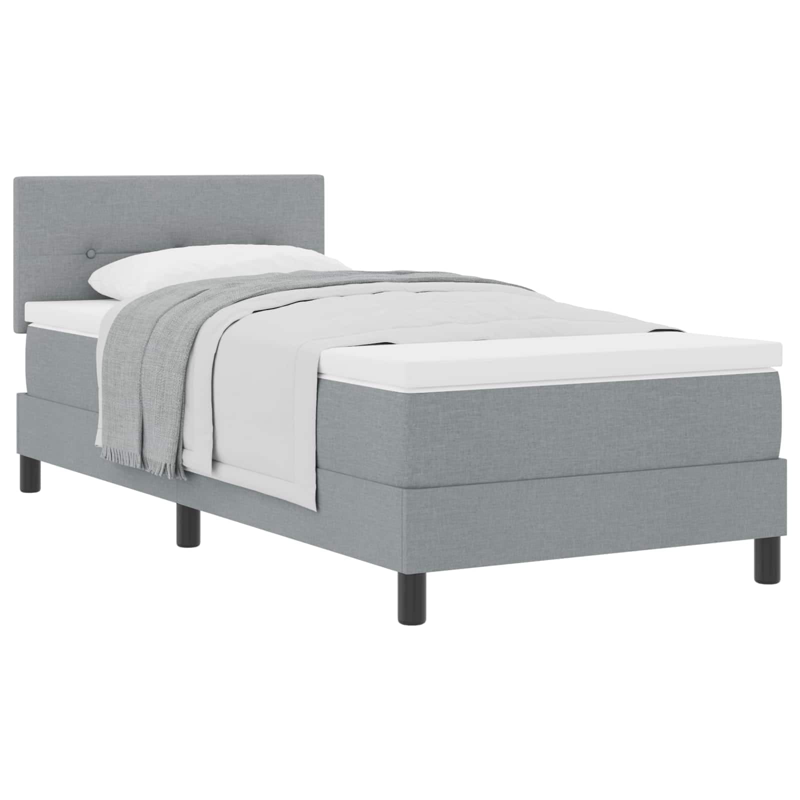 vidaXL Cama Box com cabeceira Manual Cinzento-claro 90 x 200 cm tecido