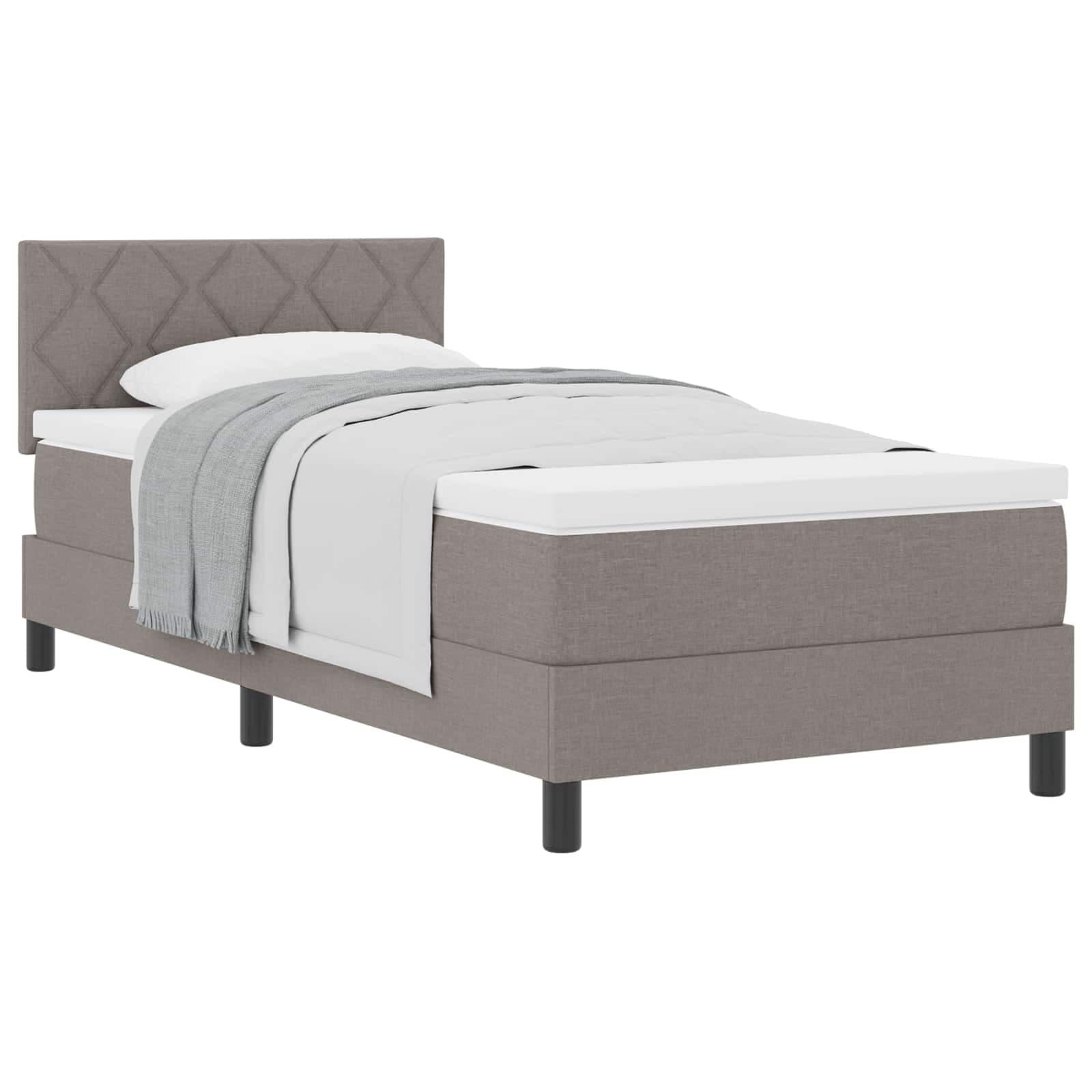 vidaXL Cama Box com cabeceira Cinzento-acastanhado 100 x 200 cm tecido