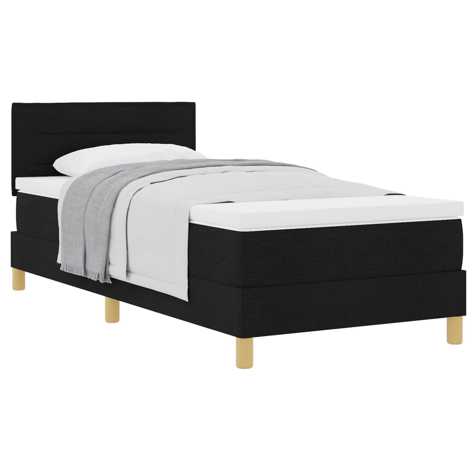 vidaXL Cama Box com almofada com cabeceira Preto 80 x 200 cm tecido