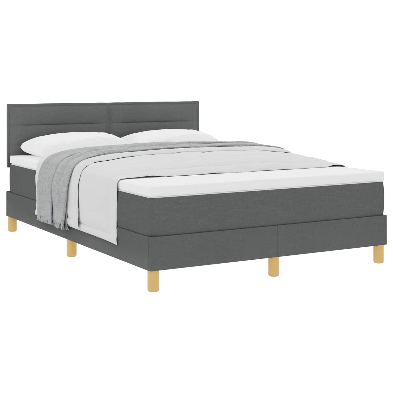 vidaXL Cama Box com almofada Manual Cinza Escuro 140 x 190 cm tecido