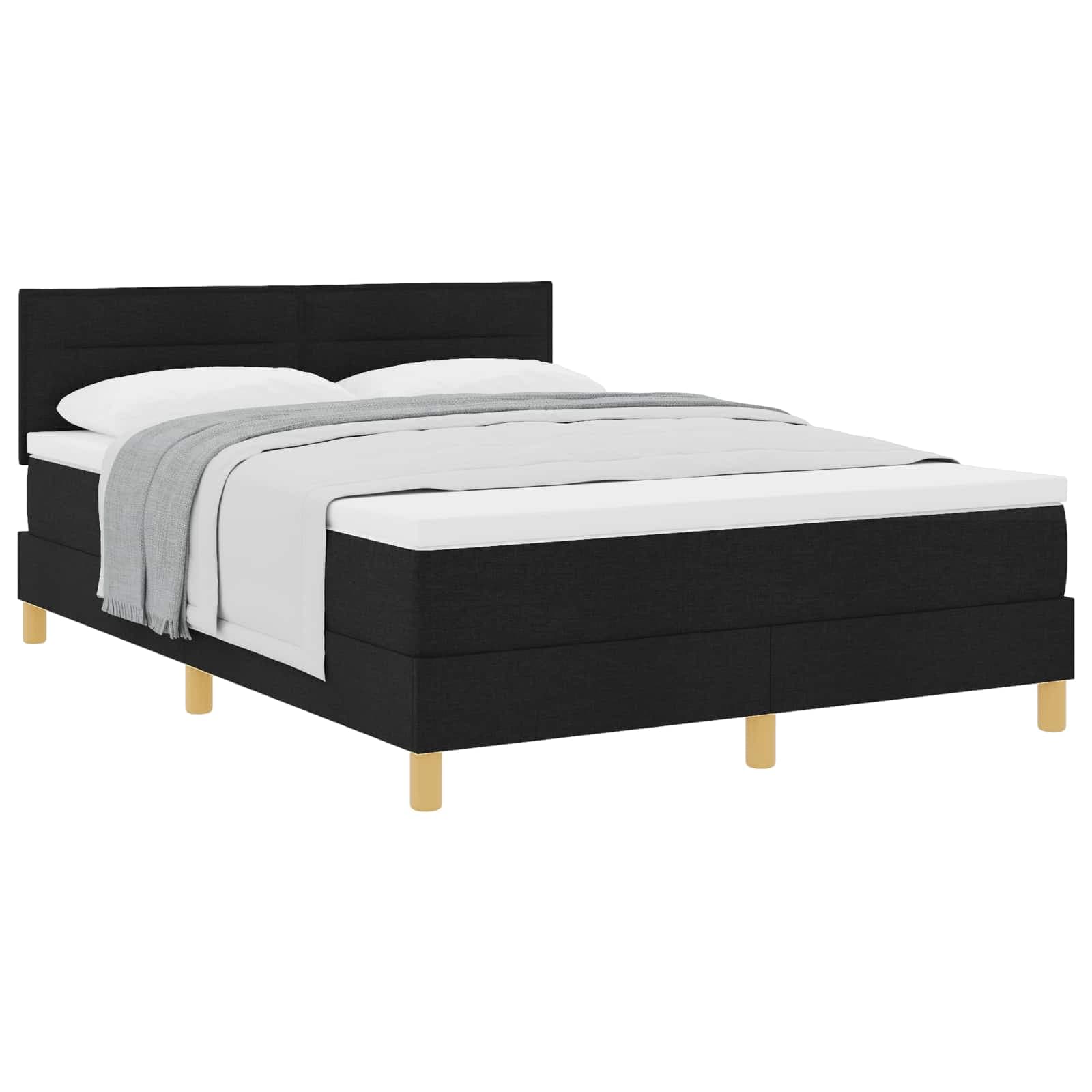 vidaXL Cama Box com almofada com cabeceira Preto 140 x 190 cm tecido
