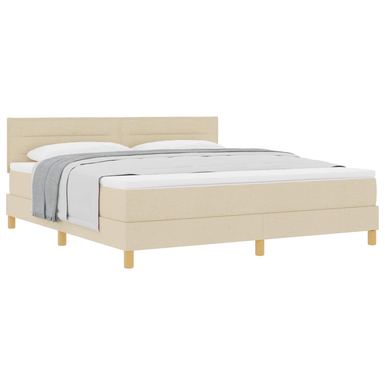 vidaXL Cama Box com Colchão Creme 180x200 cm Tecido - 2143597754