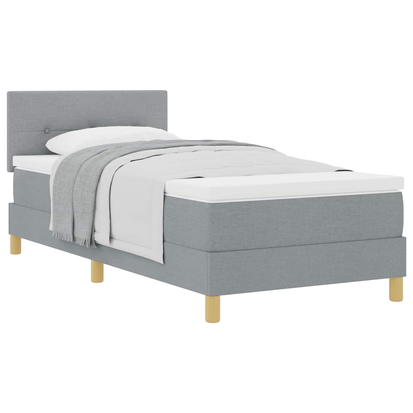 vidaXL Cama Box Spring com Colchão Cinza Claro 90x200 cm Tecido - 2683757961