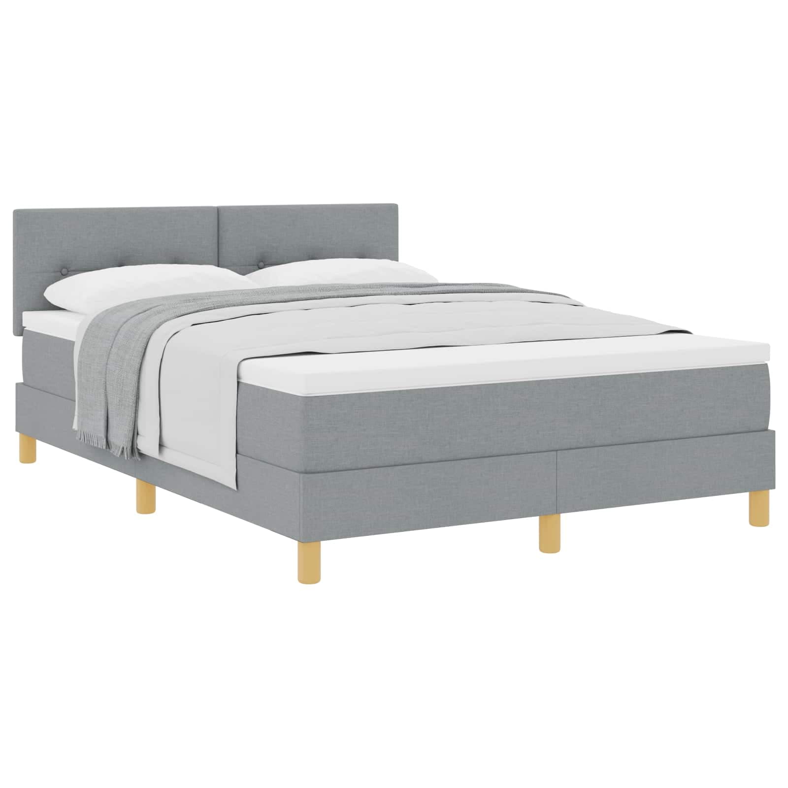 vidaXL Cama Box Spring com Colchão Cinza Claro 160x200 cm Tecido - 1931206215