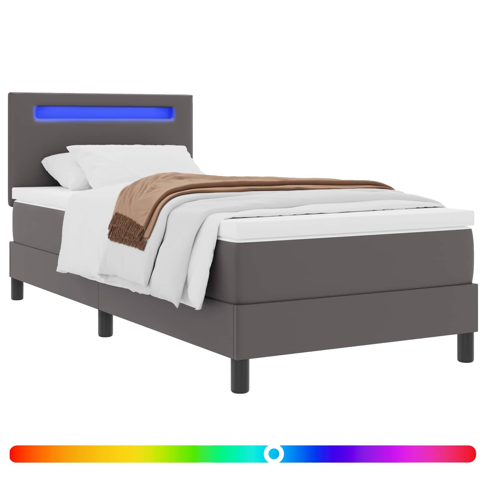 vidaXL Cama Box com colchão Cinzeto 90 x 200 cm Couro sintético
