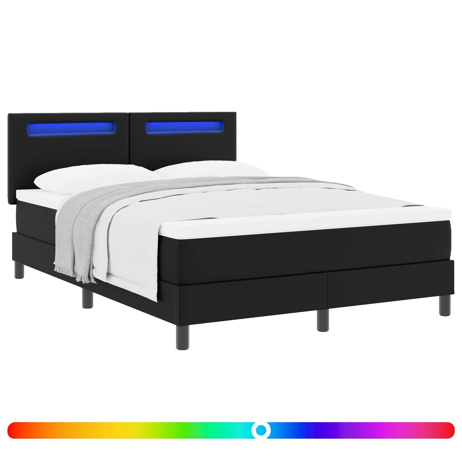 vidaXL Cama Box com colchão Preto 140 x 190 cm Couro sintético